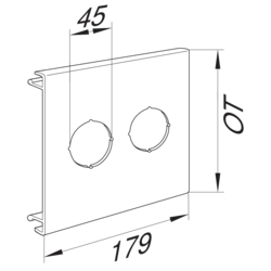Zeichnung Geräteblende, 2-fach, rund d = 45 mm PVC