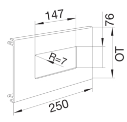 Zeichnung Geräteblende, 2-fach, R = 7 mm PC - ABS