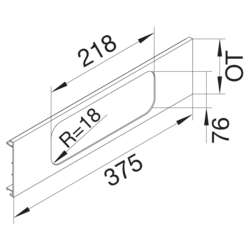 Zeichnung Geräteblende, 3-fach, R = 18 mm Stahl