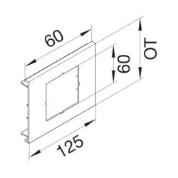 Zeichnung Geräteblende, 1-fach, quadratisch a = 60 mm PC - ABS