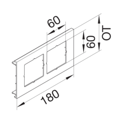 Zeichnung Geräteblende, 2-fach, quadratisch a = 60 mm PC - ABS